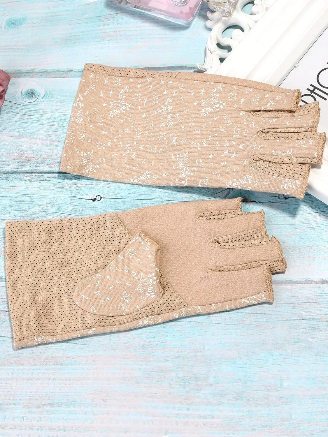 Maxdot Women Sunblock Fingerless Gloves UV Protection Driving Gloves Summer Mitten Non Slip for Outdoor Cycling Manicures