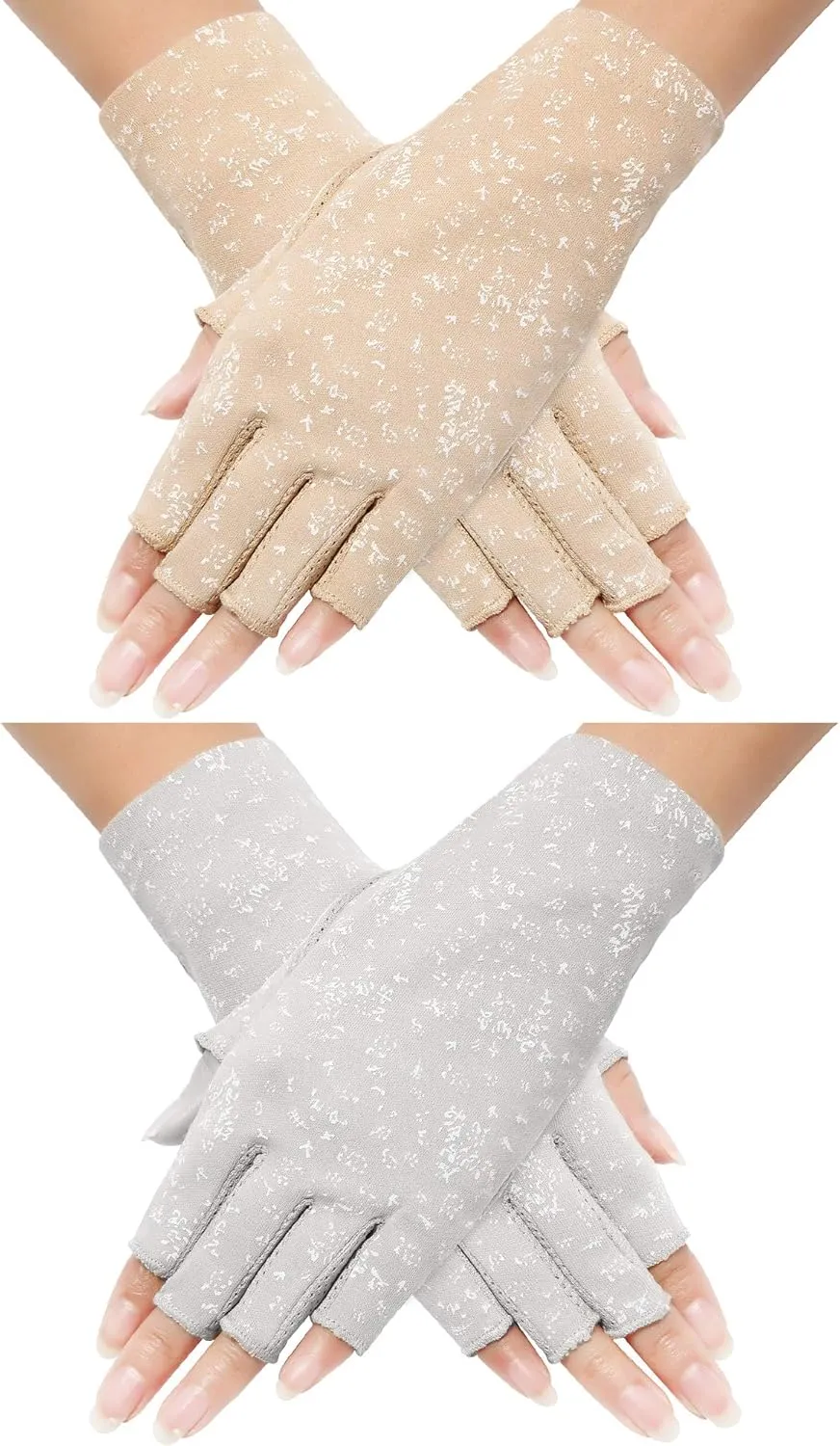 Maxdot Women Sunblock Fingerless Gloves UV Protection Driving Gloves Summer Mitten Non Slip for Outdoor Cycling Manicures