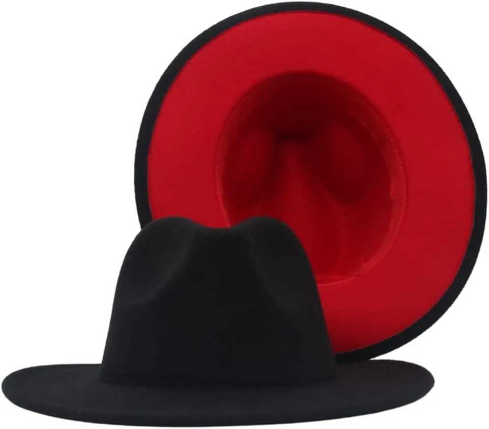 Men Fedoras Unisex Patchwork Fedora Hat Women's Wide Brim Jazz Top Hat Autumn Winter Panama Hat Cap