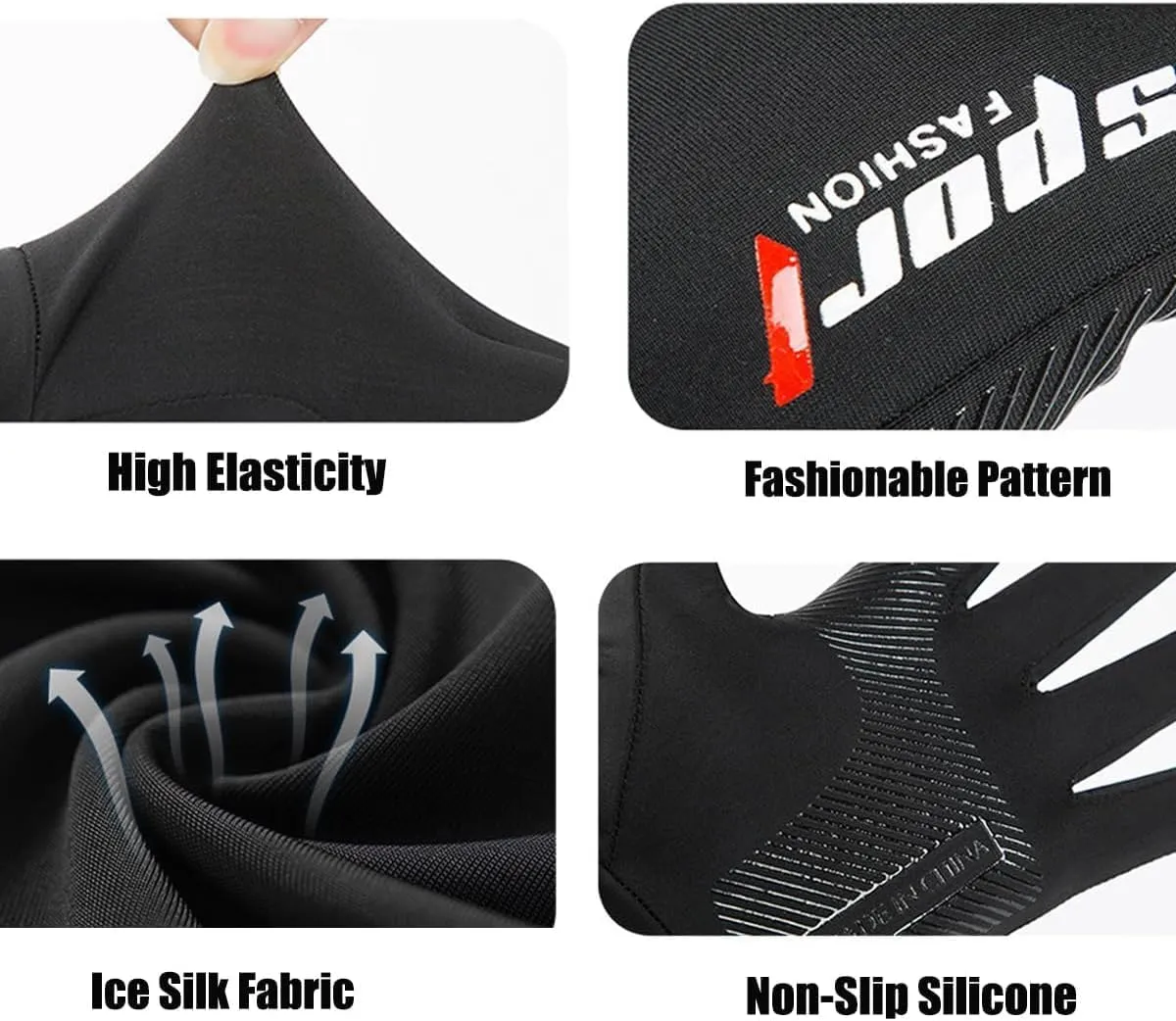 Mens Sun Protection Driving-Gloves Non-Slip Touchscreen Ice-Silk Sunblock Glove for Cycling Riding