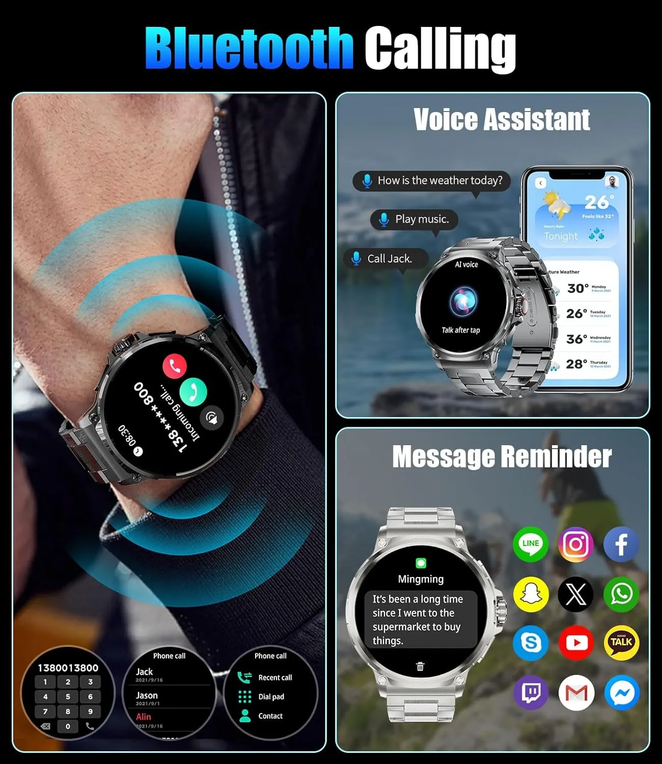 Military Smart Watch for Men,1.85" HD/800mAh Battery Smart Watches for Android iOS (Bluetooth Call Answer/Calls) Fitness Tracker with Heart Rate/Sleep Tracking/Blood Oxygen Silver