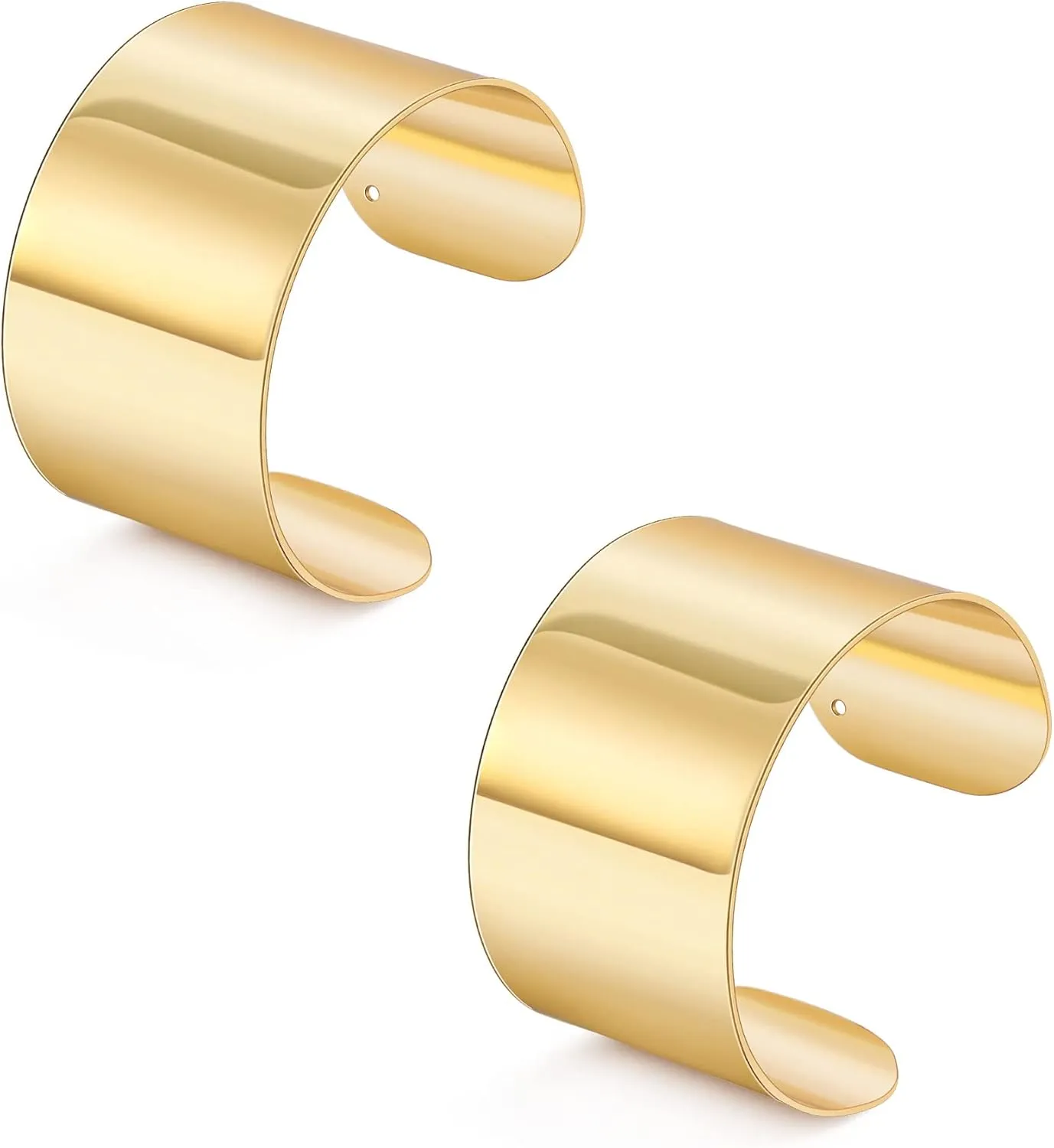 MOZAKA 2 Pcs Cuff Bangle Bracelet for Women Wide Open Cuff Bracelets Gold Sliver Wrist Cuff Wrap Bracelets Adjustable