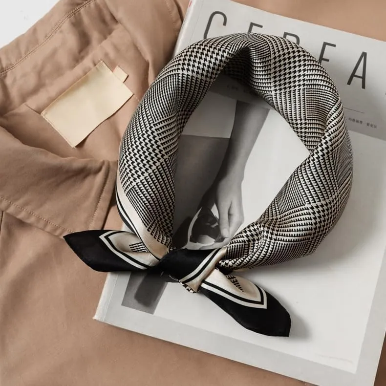 Mulberry Silk Scarfs Women Small Square Scarf 21" x 21" Breathable Lightweight Neckerchief Headscarf