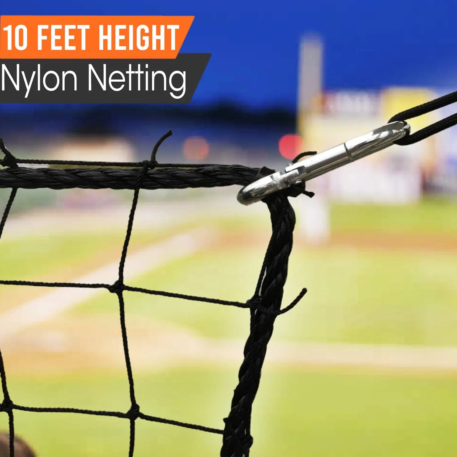 Multi-Sport Barrier Net, Nylon, Black, 10x10/15/20/30, Baseball, Softball, Basketball, Football, Soccer, Tennis