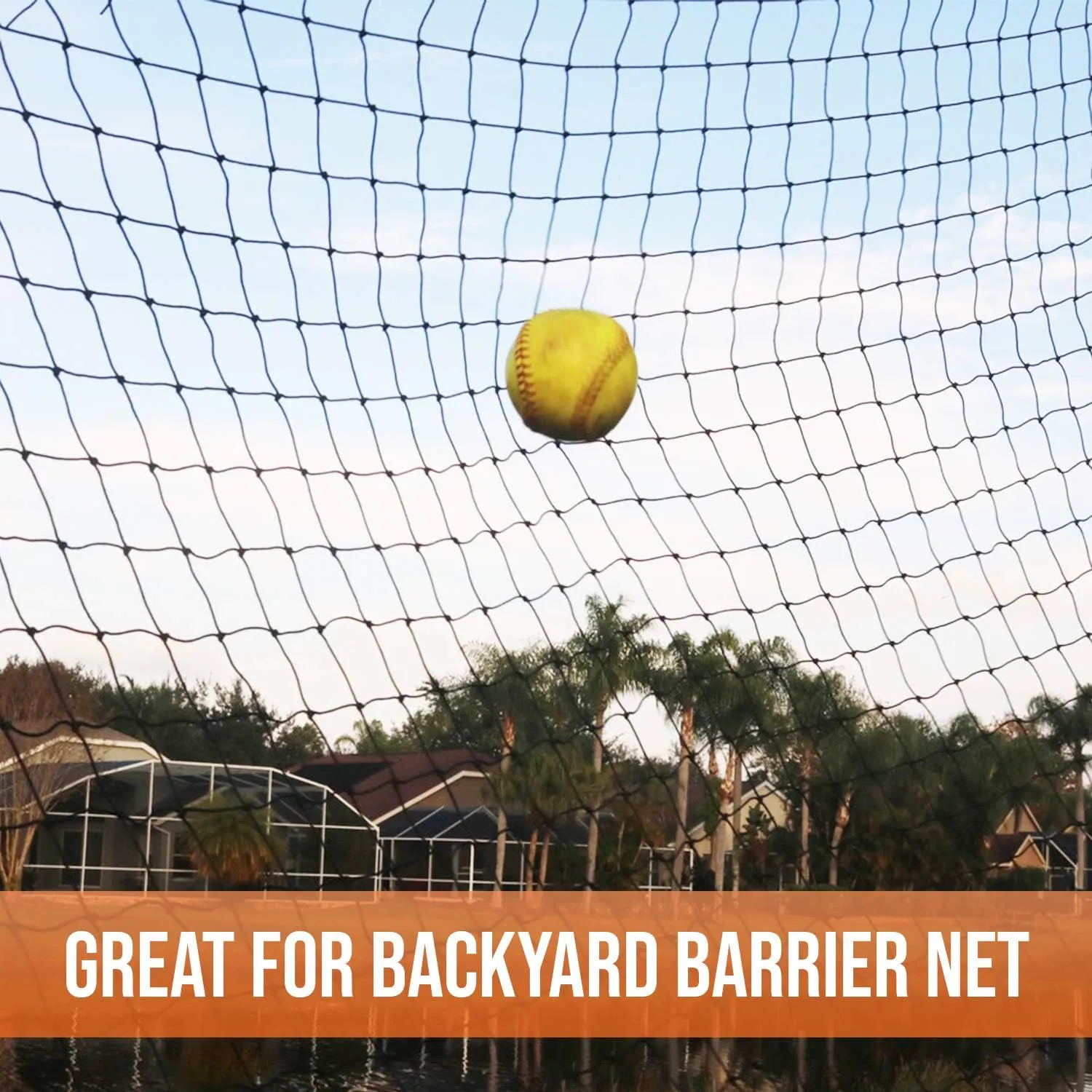 Multi-Sport Barrier Net, Nylon, Black, 10x10/15/20/30, Baseball, Softball, Basketball, Football, Soccer, Tennis