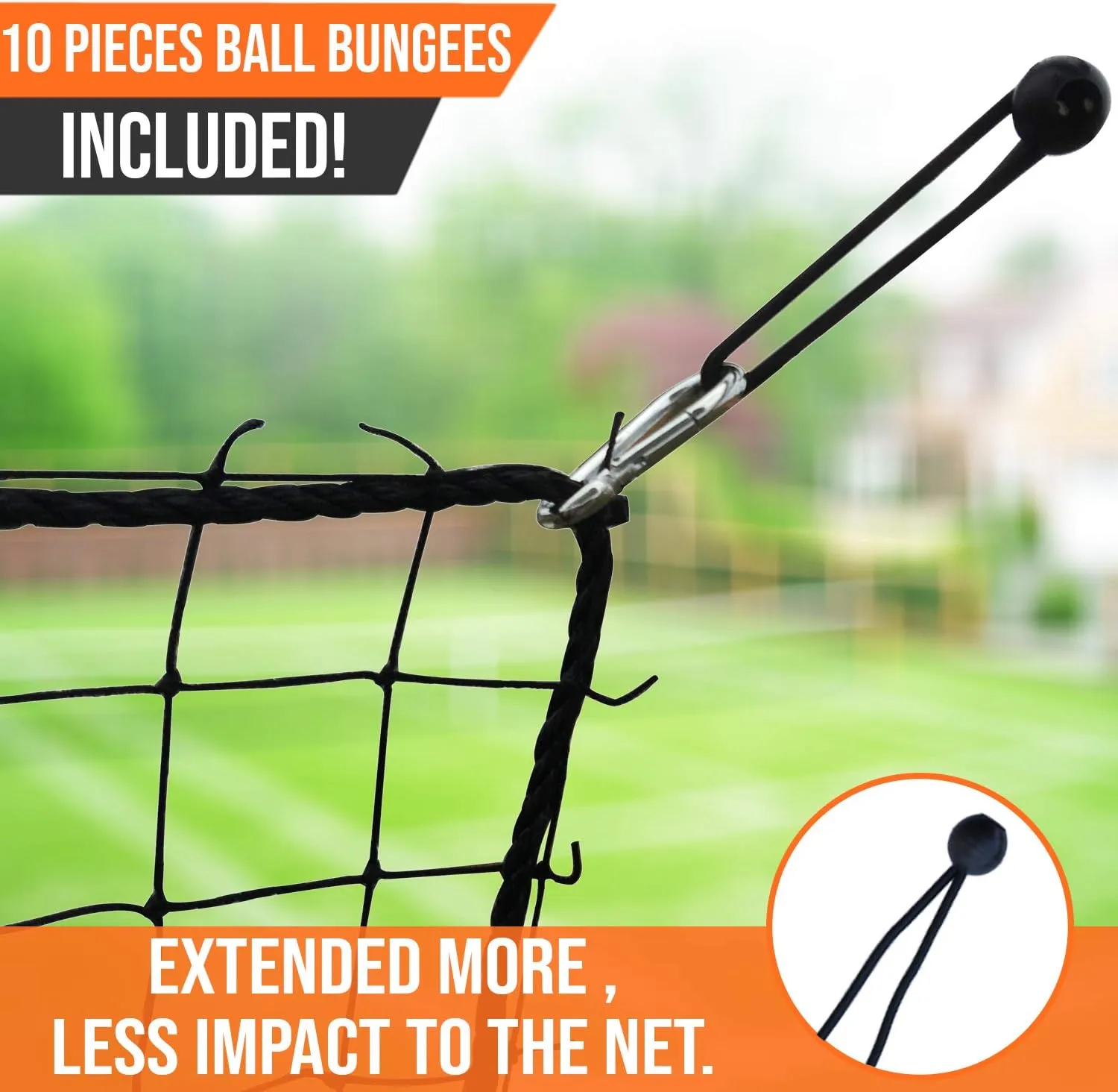 Multi-Sport Barrier Net, Nylon, Black, 10x10/15/20/30, Baseball, Softball, Basketball, Football, Soccer, Tennis