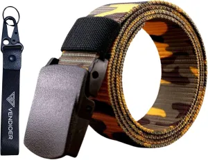No Metal Camouflage Web Belt, Adjustable Airport Friendly Military Tactical Belt, Plastic Buckle Nylon Webbing Belt
