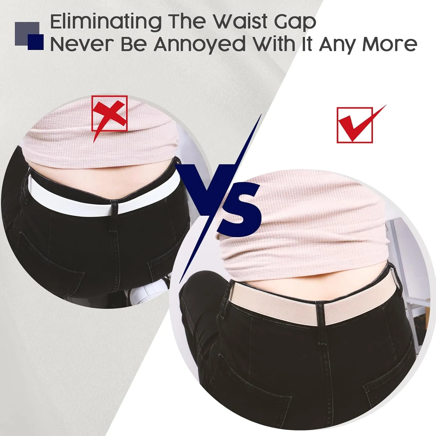 No Show Invisible Elastic Belt for Women Men, Elastic Web Strap Waist Stretch Belt with Flat Buckle