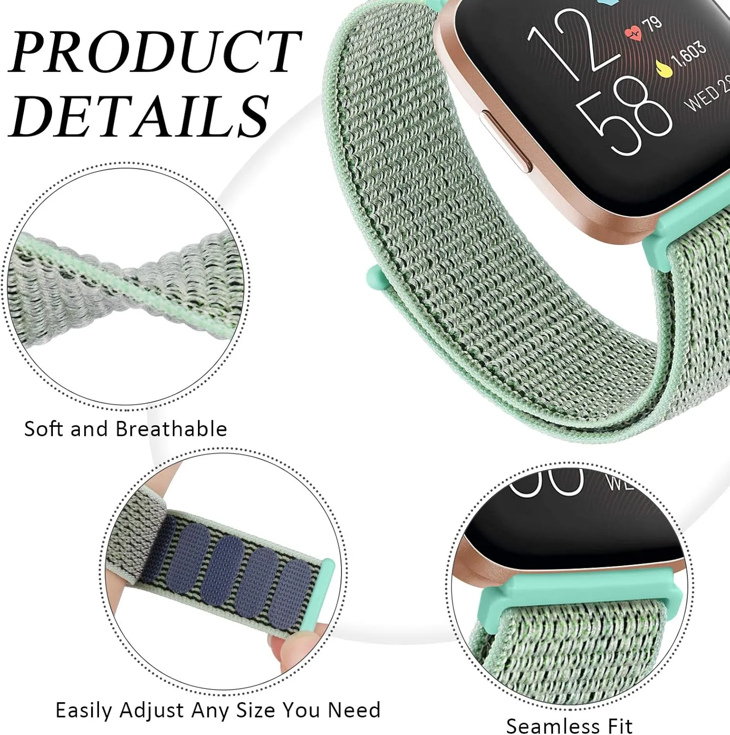 Nylon Bands for Fitbit Versa 2 - Soft Breathable Sport Replacement Wristbands for Women & Men