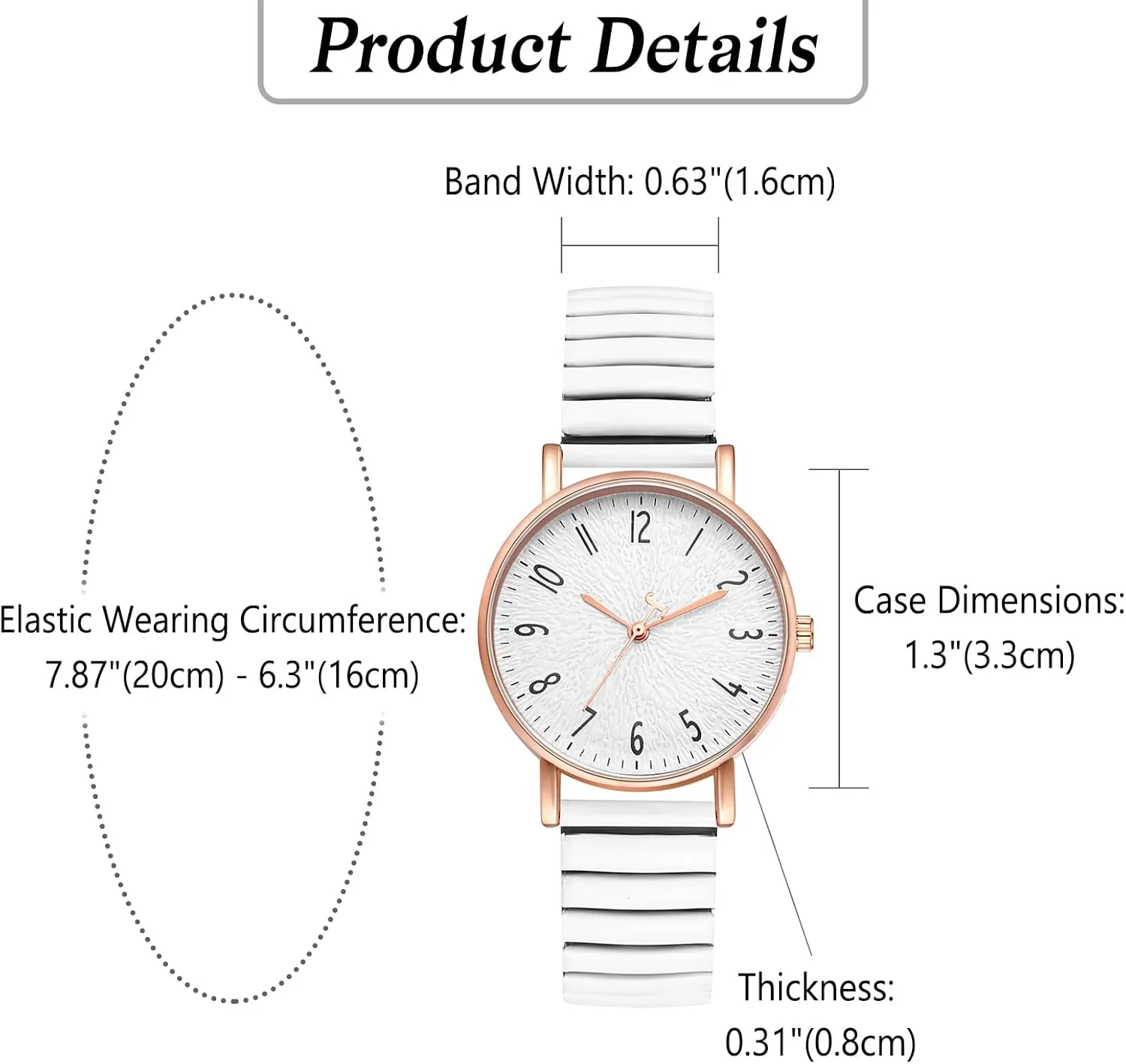 OIDEA Women's Elastic Strap Watches: Large Face Arabic Numerals Analog Quartz Wrist Watches for Women Easy Reader Stretch Band Waterproof Ladies Wratch