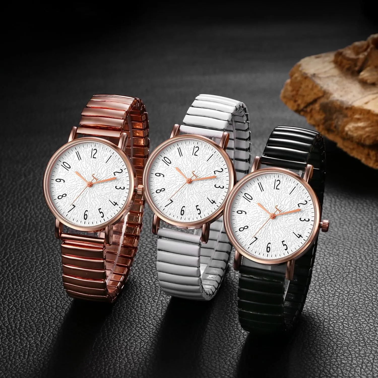 OIDEA Women's Elastic Strap Watches: Large Face Arabic Numerals Analog Quartz Wrist Watches for Women Easy Reader Stretch Band Waterproof Ladies Wratch