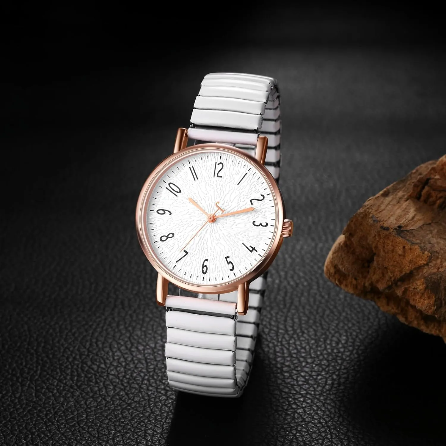 OIDEA Women's Elastic Strap Watches: Large Face Arabic Numerals Analog Quartz Wrist Watches for Women Easy Reader Stretch Band Waterproof Ladies Wratch