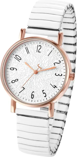 OIDEA Women's Elastic Strap Watches: Large Face Arabic Numerals Analog Quartz Wrist Watches for Women Easy Reader Stretch Band Waterproof Ladies Wratch