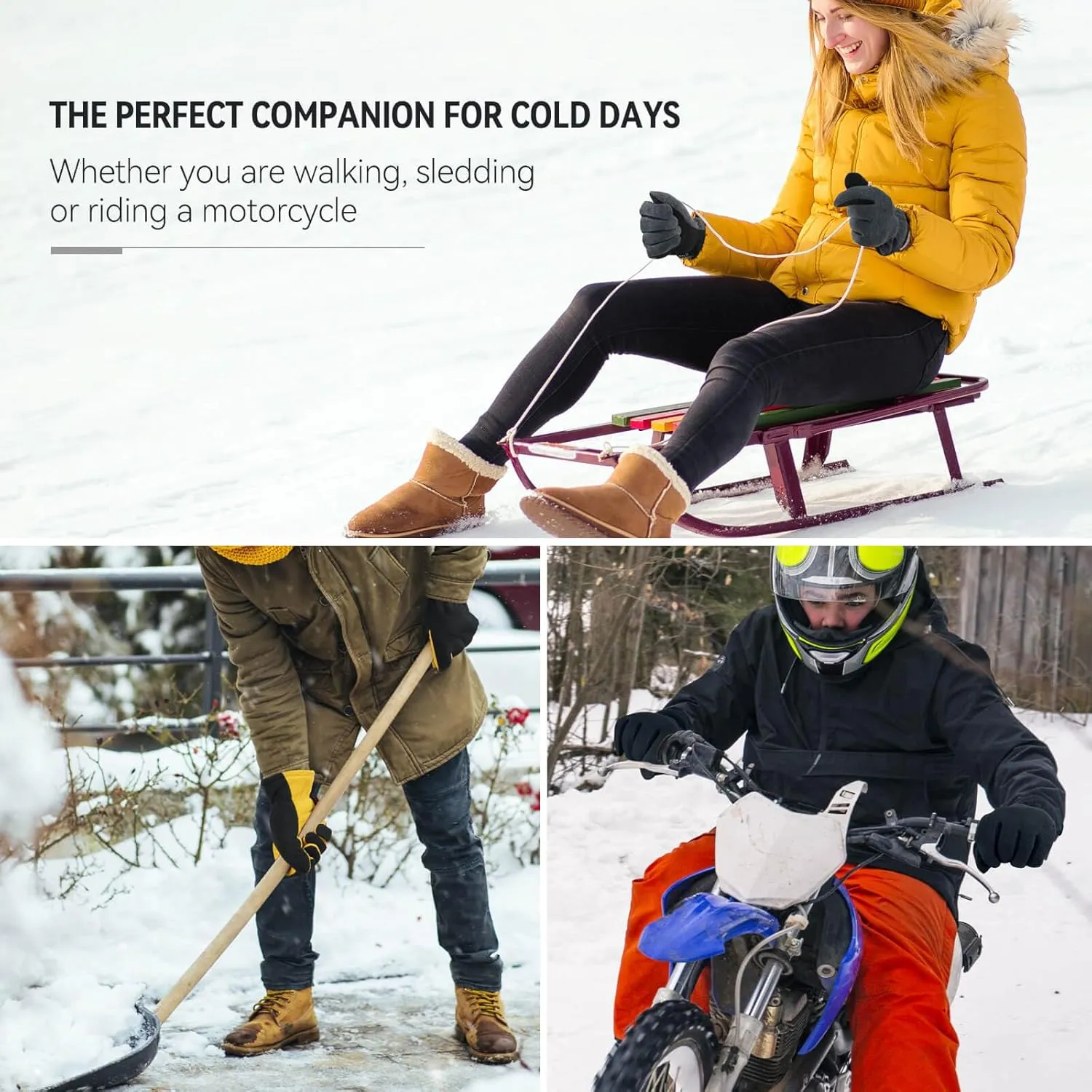 OZERO Men & Women Winter Gloves -30F Deerskin Leather Water-resistant Windproof Cold Weather Glove for Driving Hiking