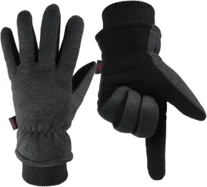 OZERO Men & Women Winter Gloves -30F Deerskin Leather Water-resistant Windproof Cold Weather Glove for Driving Hiking