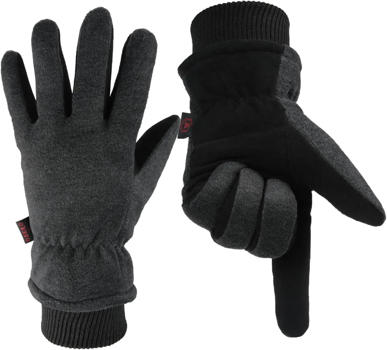 OZERO Men & Women Winter Gloves -30F Deerskin Leather Water-resistant Windproof Cold Weather Glove for Driving Hiking