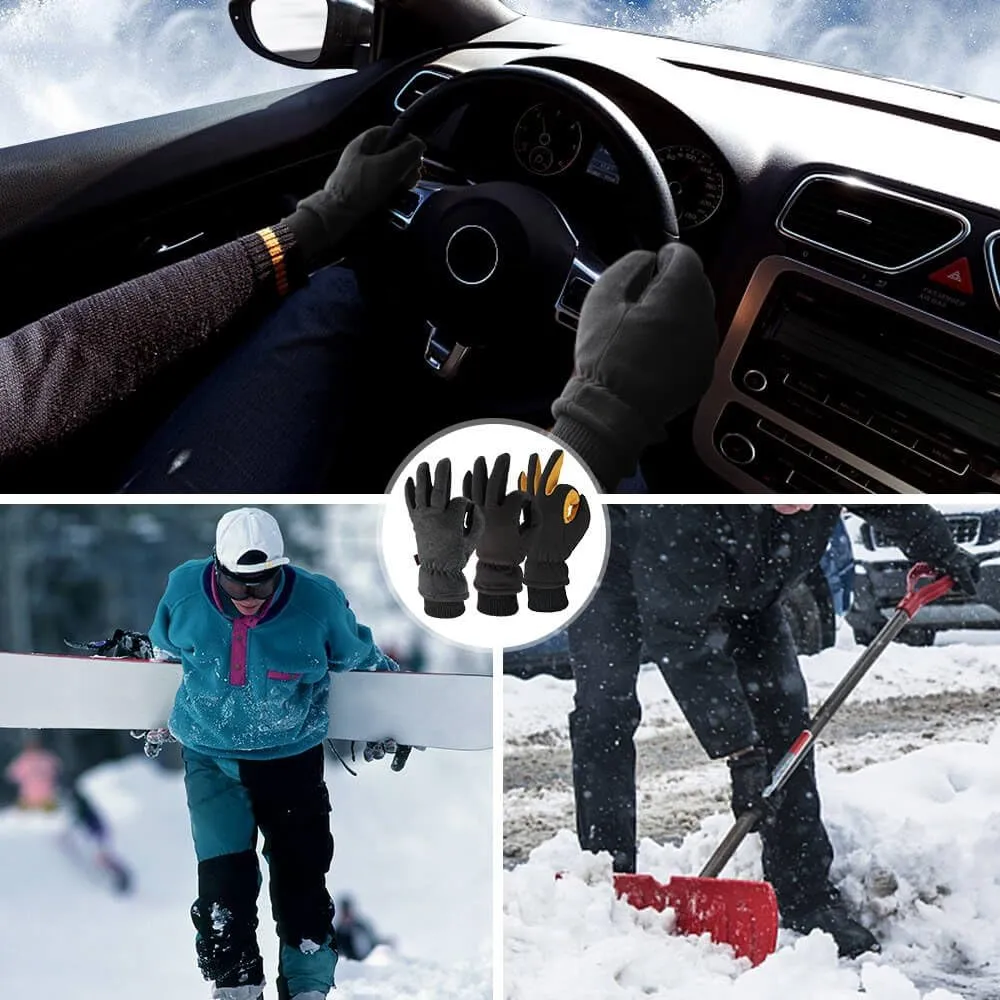 OZERO Men & Women Winter Gloves -30F Deerskin Leather Water-resistant Windproof Cold Weather Glove for Driving Hiking