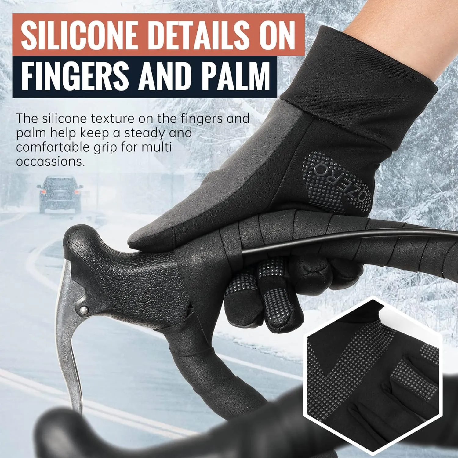 OZERO Winter Touchscreen Gloves for Men: Warm Running Gloves Windproof Water Resistant - Lightweight Thermal Glove for Hiking Cycling Driving