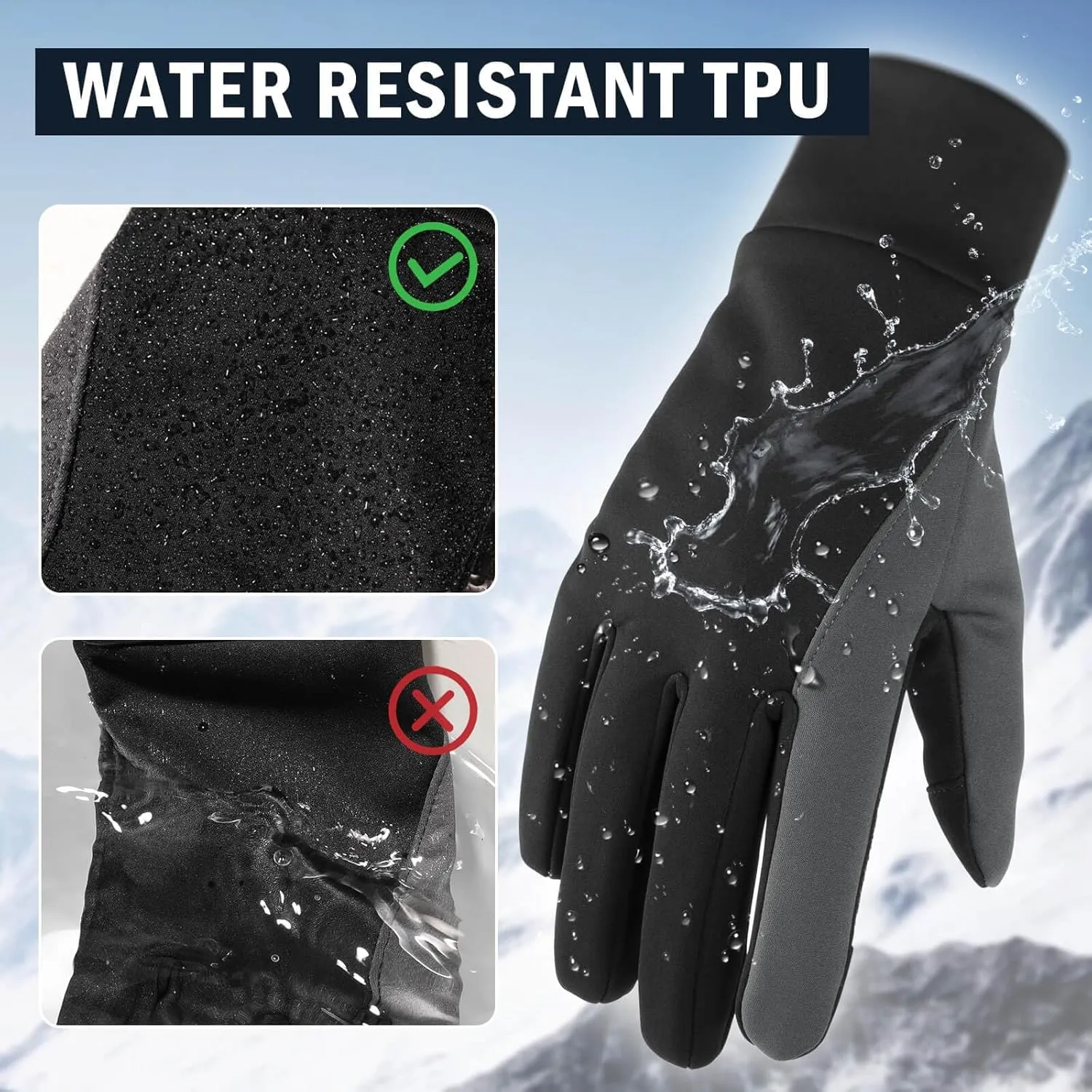 OZERO Winter Touchscreen Gloves for Men: Warm Running Gloves Windproof Water Resistant - Lightweight Thermal Glove for Hiking Cycling Driving