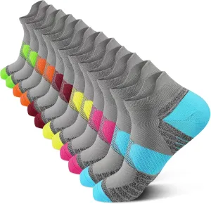 PAPLUS Compression Running Socks Women (6 Pairs), Ankle Athletic Socks Low Cut with Arch Support