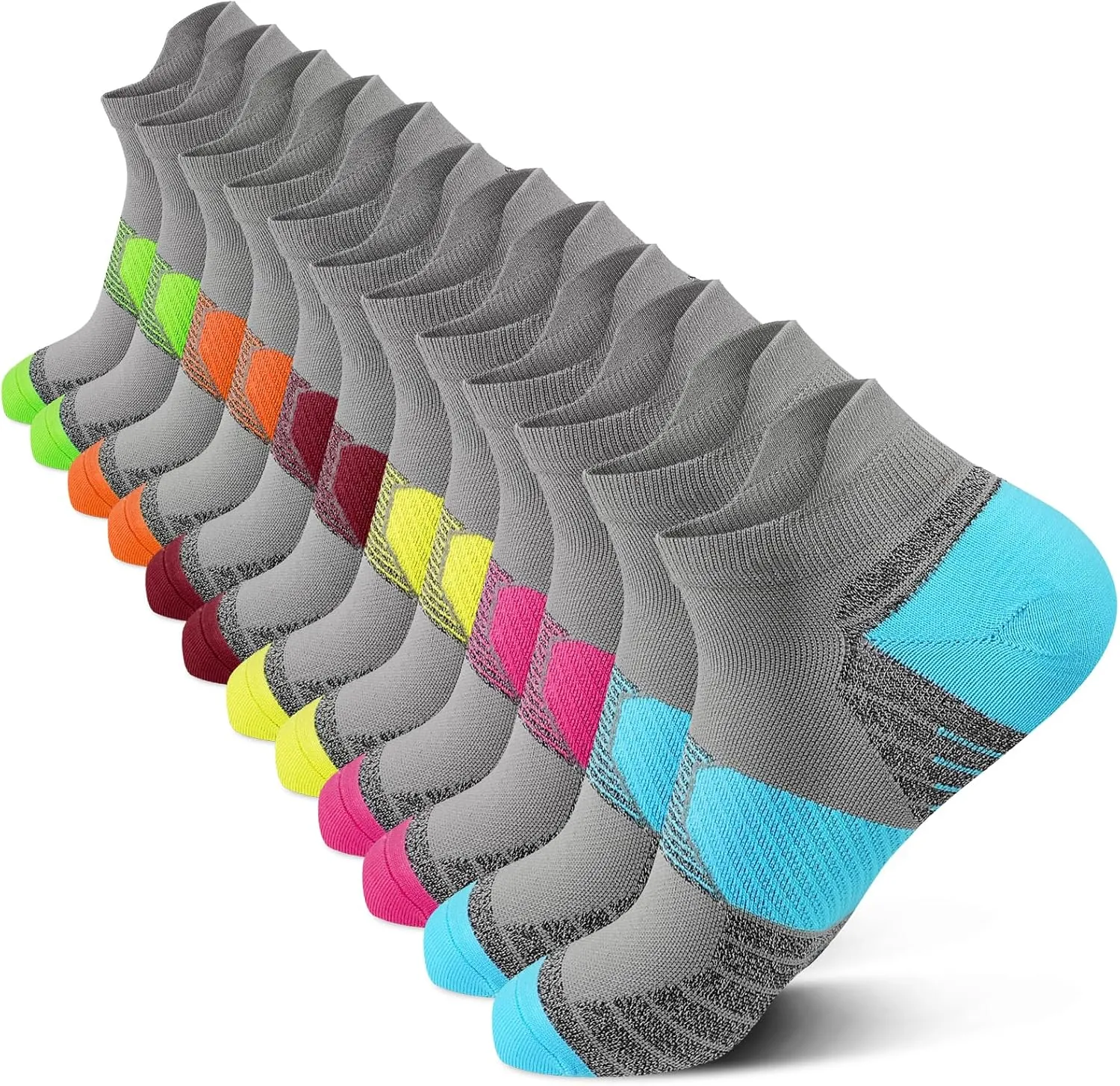 PAPLUS Compression Running Socks Women (6 Pairs), Ankle Athletic Socks Low Cut with Arch Support