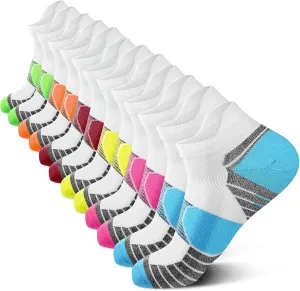 PAPLUS Compression Running Socks Women (6 Pairs), Ankle Athletic Socks Low Cut with Arch Support