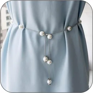 Pearl Belt for Women Pearl Waist Chain Body Chain Belly Chain for Dress Minimalism Gold Chain Belt Adjustable Pearl Belt Trendy Jewelry