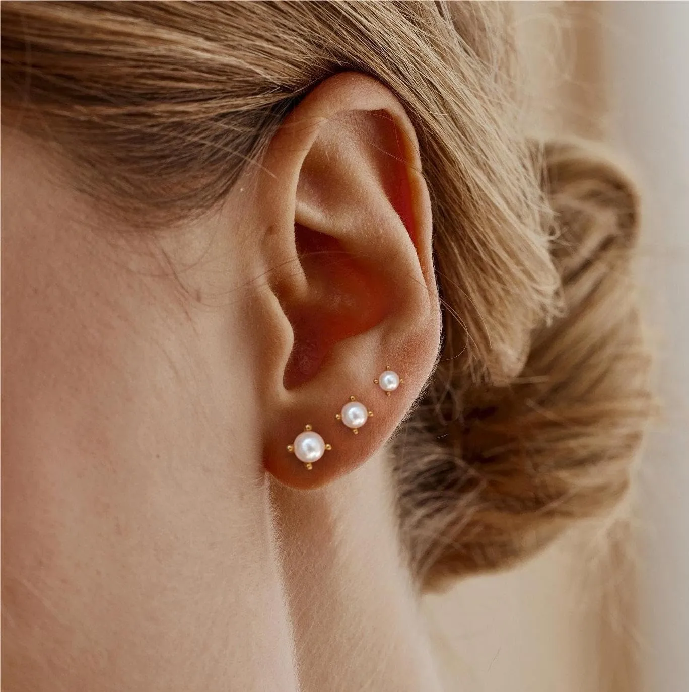 Pearl Earrings for Women - Dainty Gold Dangle Drop Earrings, 14k Gold Plated Cute Bow Design, Hypoallergenic Pearl Studs, Wedding Jewelry Gifts