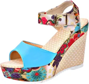 Platform Sandals Women Non Slip Orthopedic Wedge Sandals Fashion Colorful Walking Shoes with Adjustable Ankle Buckle Casual Summer Outdoor Leisure Womens Sandal