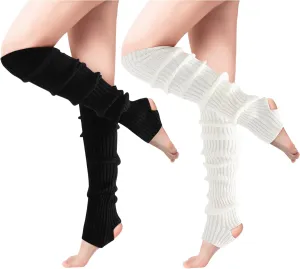 Pleneal 2 Pairs Leg Warmers - Soft Warm Ribbed Knit for Women, 80s Party, Yoga, Ballet & Dance