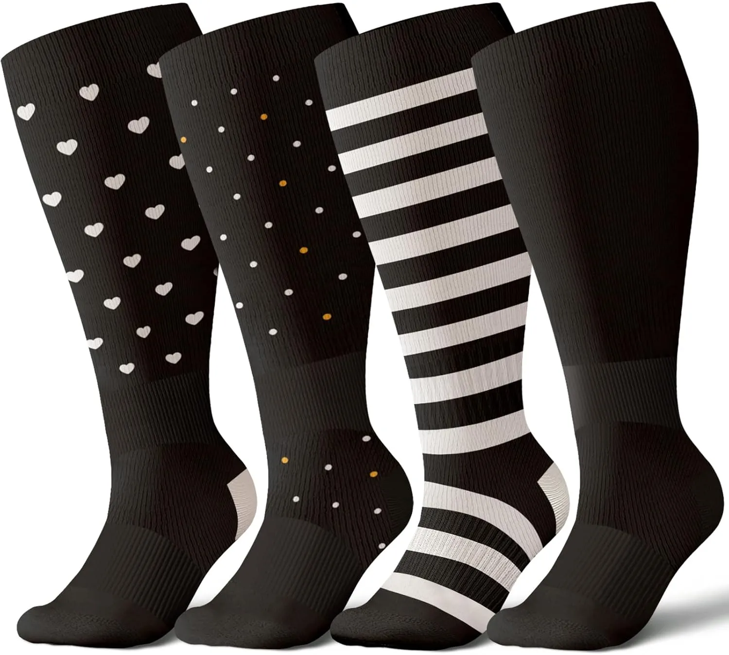 Plus Size Compression Socks for Women & Men Wide Calf, 20-30mmhg Knee High Stockings for Pregnancy, Nurse, Travel