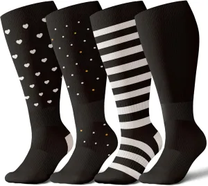 Plus Size Compression Socks for Women & Men Wide Calf, 20-30mmhg Knee High Stockings for Pregnancy, Nurse, Travel