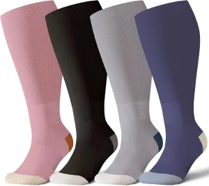 Plus Size Compression Socks for Women & Men Wide Calf, 20-30mmhg Knee High Stockings for Pregnancy, Nurse, Travel