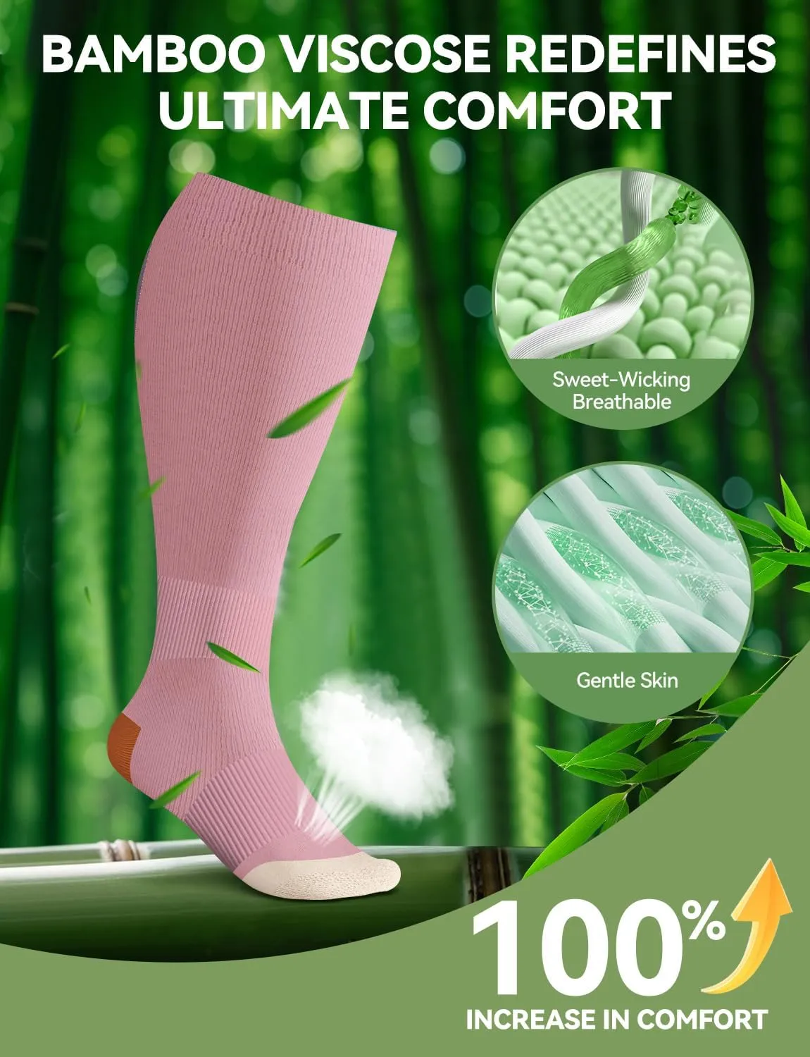 Plus Size Compression Socks for Women & Men Wide Calf, 20-30mmhg Knee High Stockings for Pregnancy, Nurse, Travel