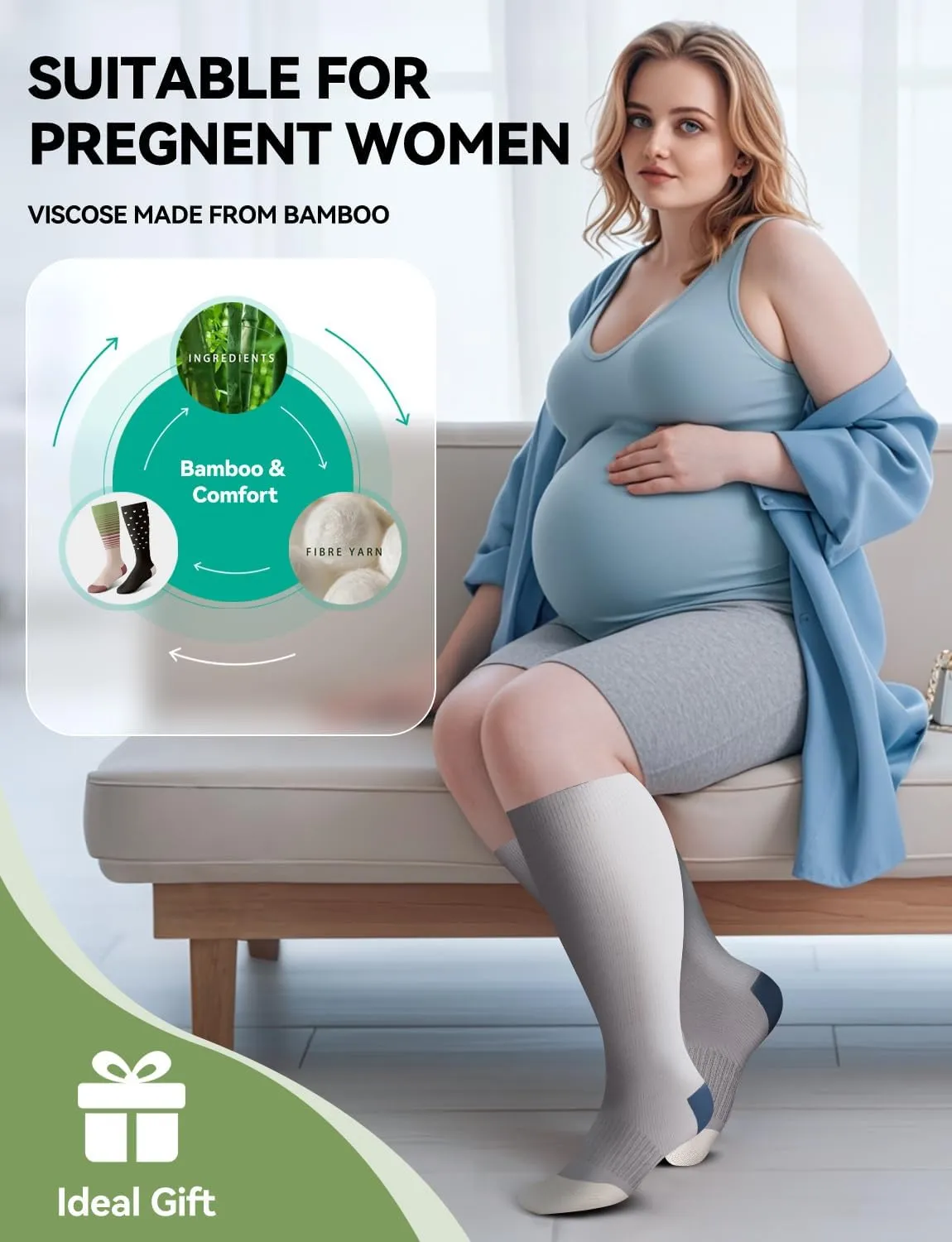 Plus Size Compression Socks for Women & Men Wide Calf, 20-30mmhg Knee High Stockings for Pregnancy, Nurse, Travel