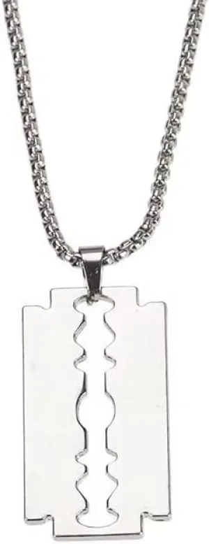 Punk Necklaces Stainless Steel Mens Stainless Steel Razor Blade Model Dog Tag Pendant Hip Hop Punk Rock Necklace