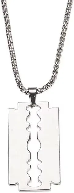 Punk Necklaces Stainless Steel Mens Stainless Steel Razor Blade Model Dog Tag Pendant Hip Hop Punk Rock Necklace