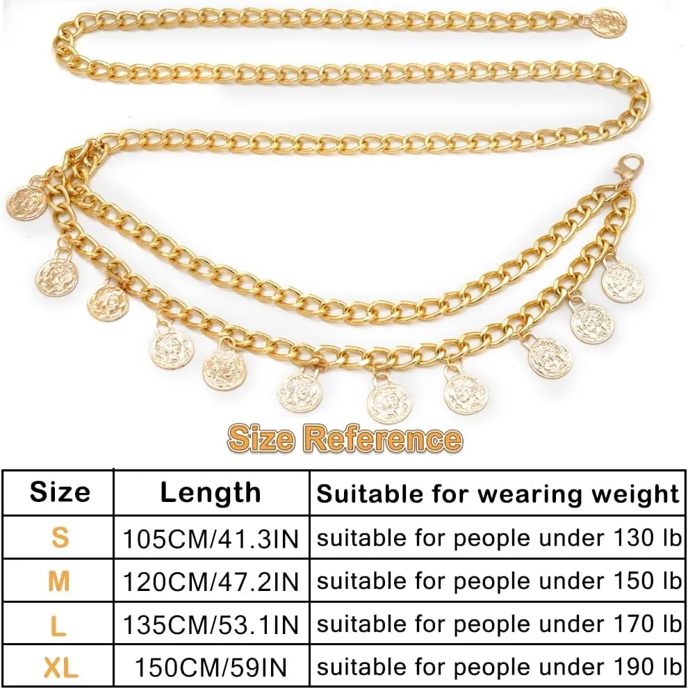 Punk Rock Metal Chunky Waist Chain Belt Buckle Type Jewelry Belly Chain for Women