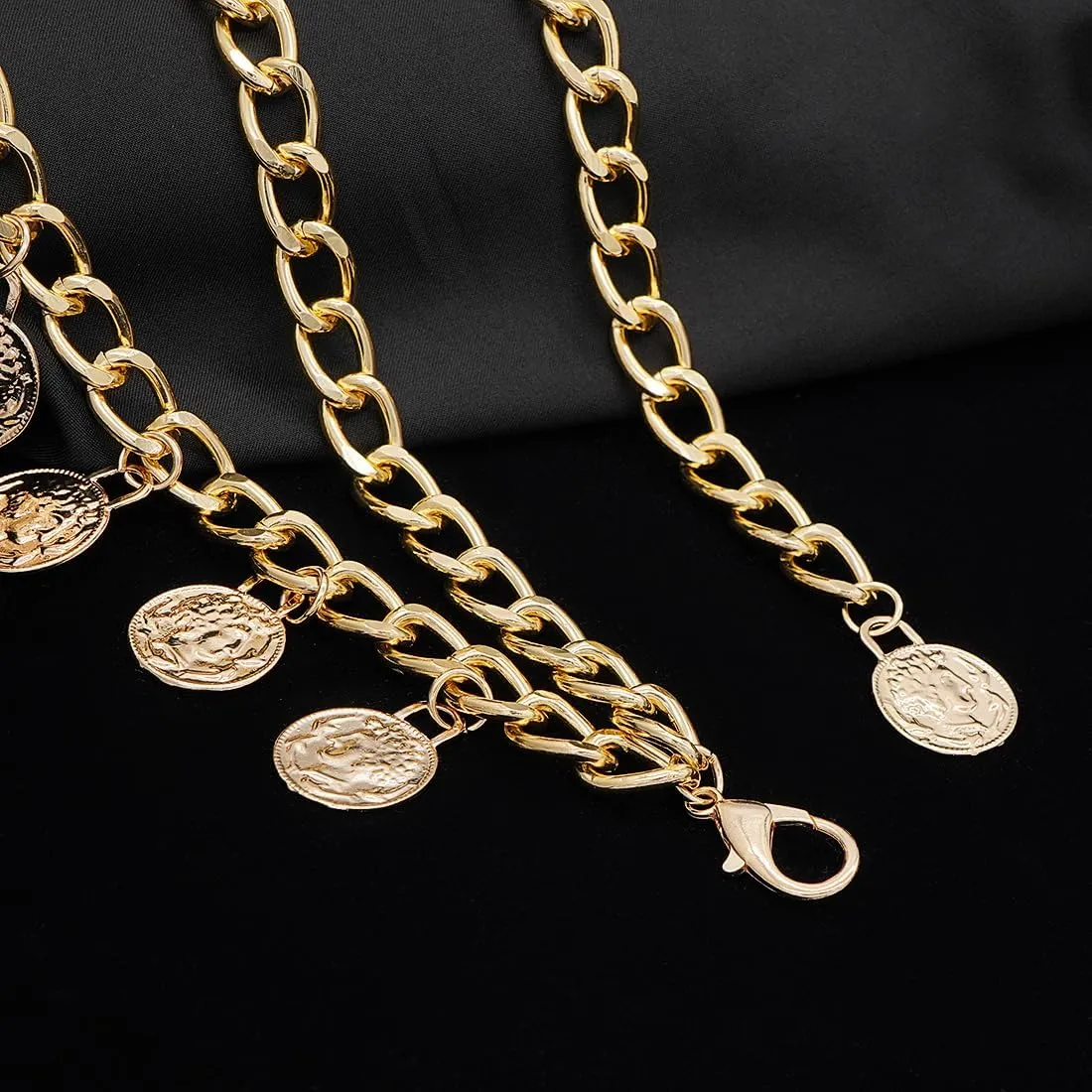 Punk Rock Metal Chunky Waist Chain Belt Buckle Type Jewelry Belly Chain for Women