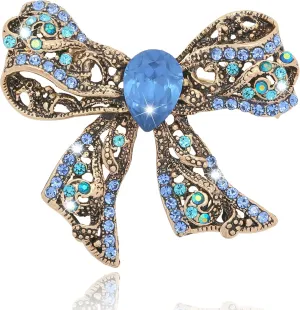 Rhinestone Bow Brooch Vintage Crystal Large Bowknot Brooches for Women Brooch Pin Wedding Fashion Jewelry Accessories,Women Gift