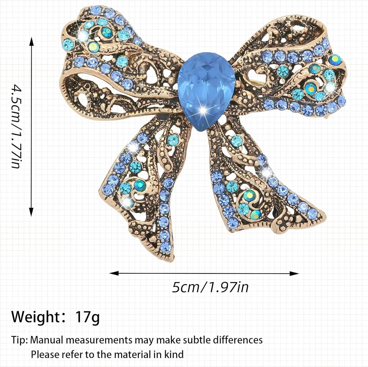 Rhinestone Bow Brooch Vintage Crystal Large Bowknot Brooches for Women Brooch Pin Wedding Fashion Jewelry Accessories,Women Gift