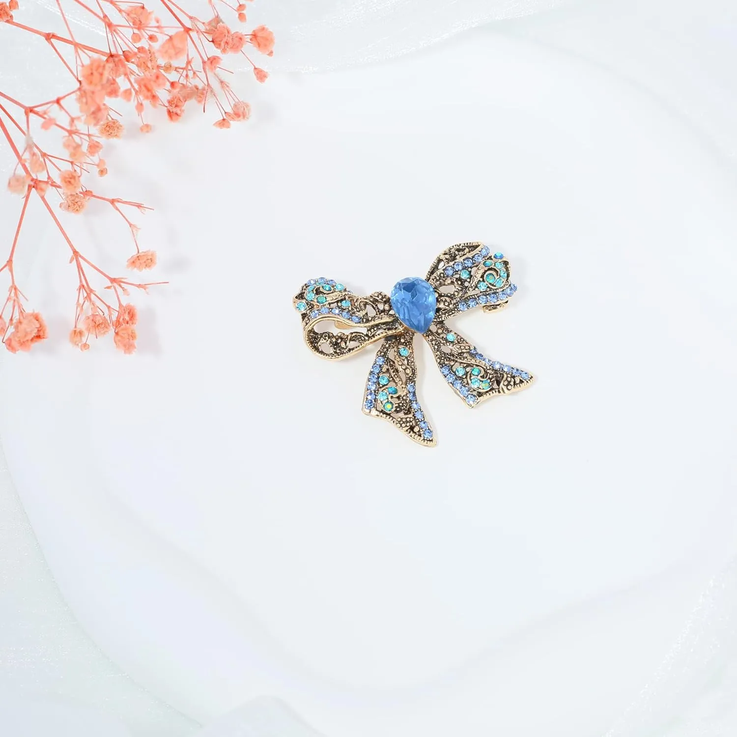 Rhinestone Bow Brooch Vintage Crystal Large Bowknot Brooches for Women Brooch Pin Wedding Fashion Jewelry Accessories,Women Gift
