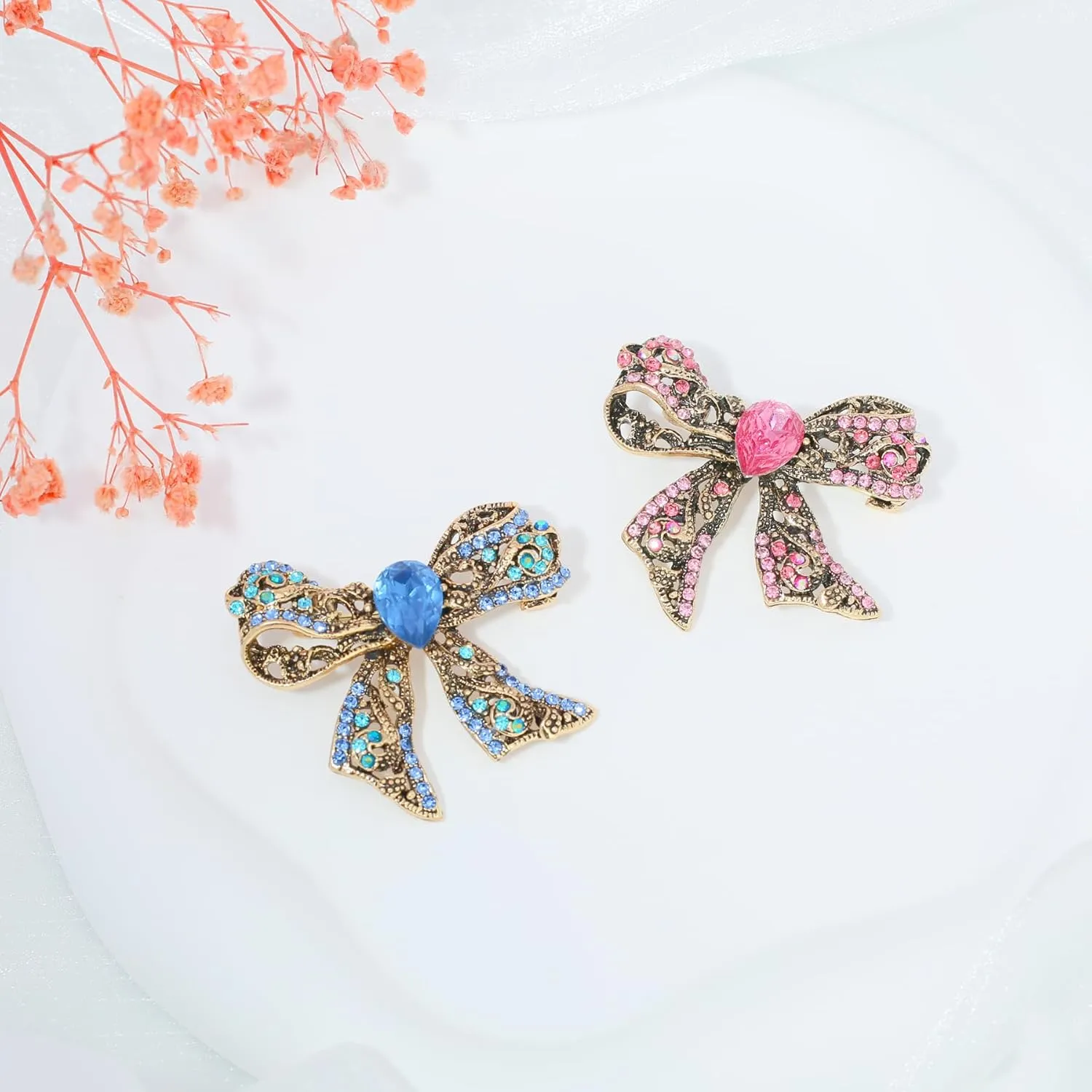 Rhinestone Bow Brooch Vintage Crystal Large Bowknot Brooches for Women Brooch Pin Wedding Fashion Jewelry Accessories,Women Gift