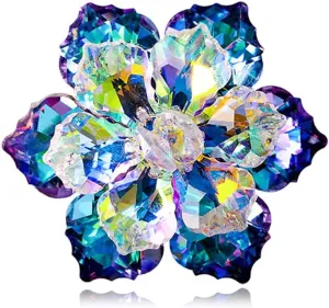 Rhinestone Sunflower Brooch Pin for Women Red Black Purple Large Flower Brooch Snowflake Brooch Marquise Wreath Brooches Jewelry