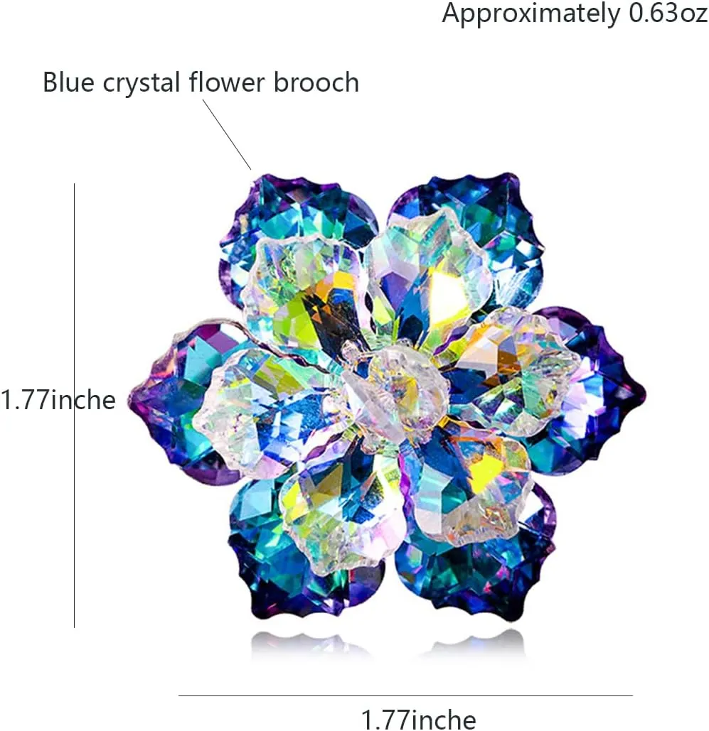 Rhinestone Sunflower Brooch Pin for Women Red Black Purple Large Flower Brooch Snowflake Brooch Marquise Wreath Brooches Jewelry