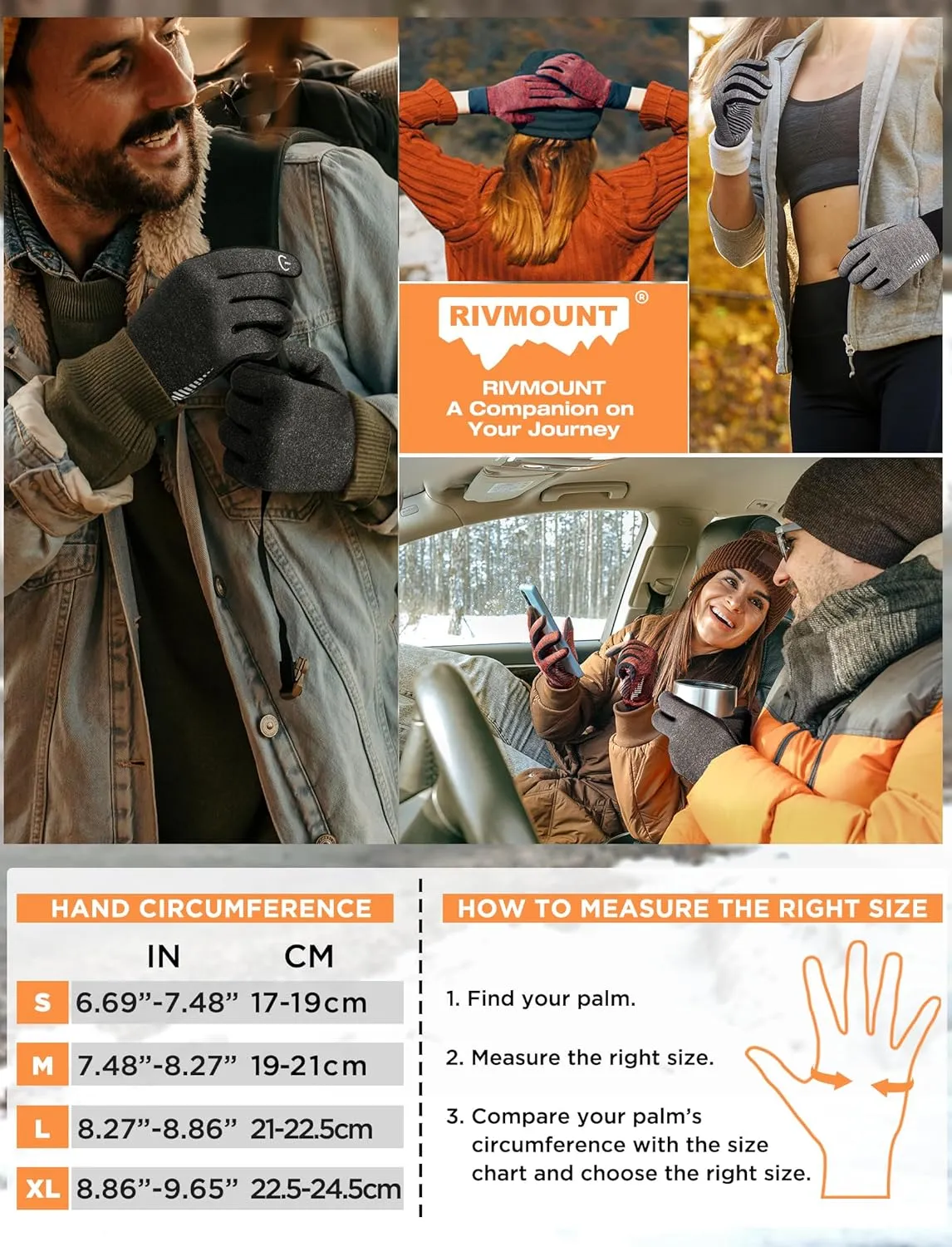 rivmount Lightweight Winter Running Gloves, Touch Screen & Anti-Slip Warm Thermal Glove Liners, Cool Weather Driving Cycling Hiking Biking Walking Sporting for Women Men