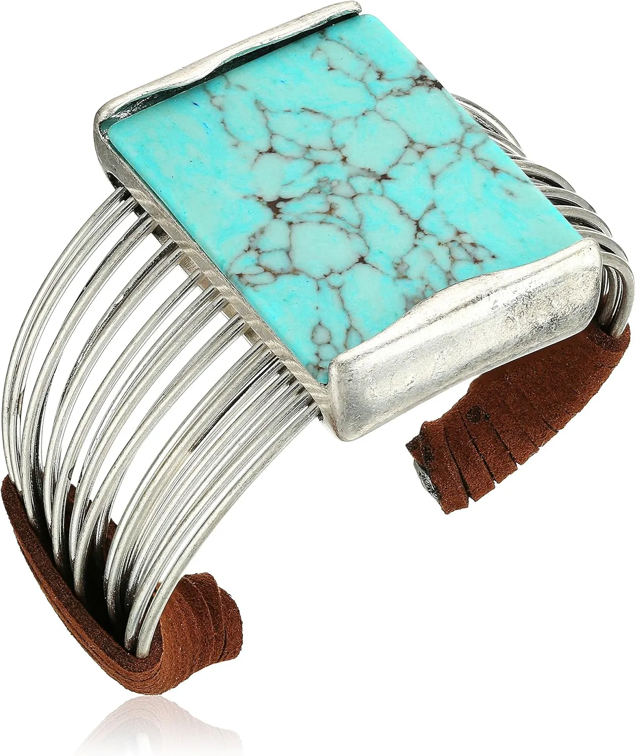 Robert Lee Morris Soho Womens Turquoise Stone Cuff Bracelet, Turquoise/Silver