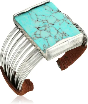 Robert Lee Morris Soho Womens Turquoise Stone Cuff Bracelet, Turquoise/Silver