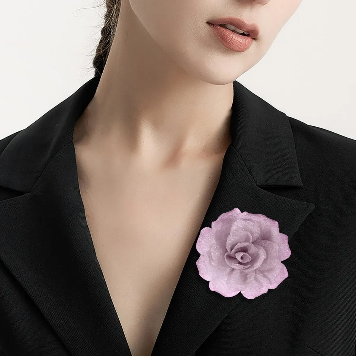 Rose Flower Brooches and Clips for Women | Lavender Hair Clips & Flower Pins | Hat & Lapel Pins, 3.1 Inches