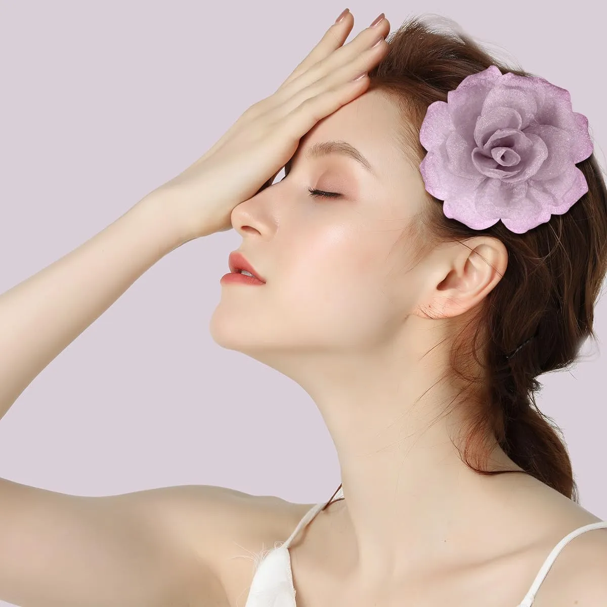 Rose Flower Brooches and Clips for Women | Lavender Hair Clips & Flower Pins | Hat & Lapel Pins, 3.1 Inches